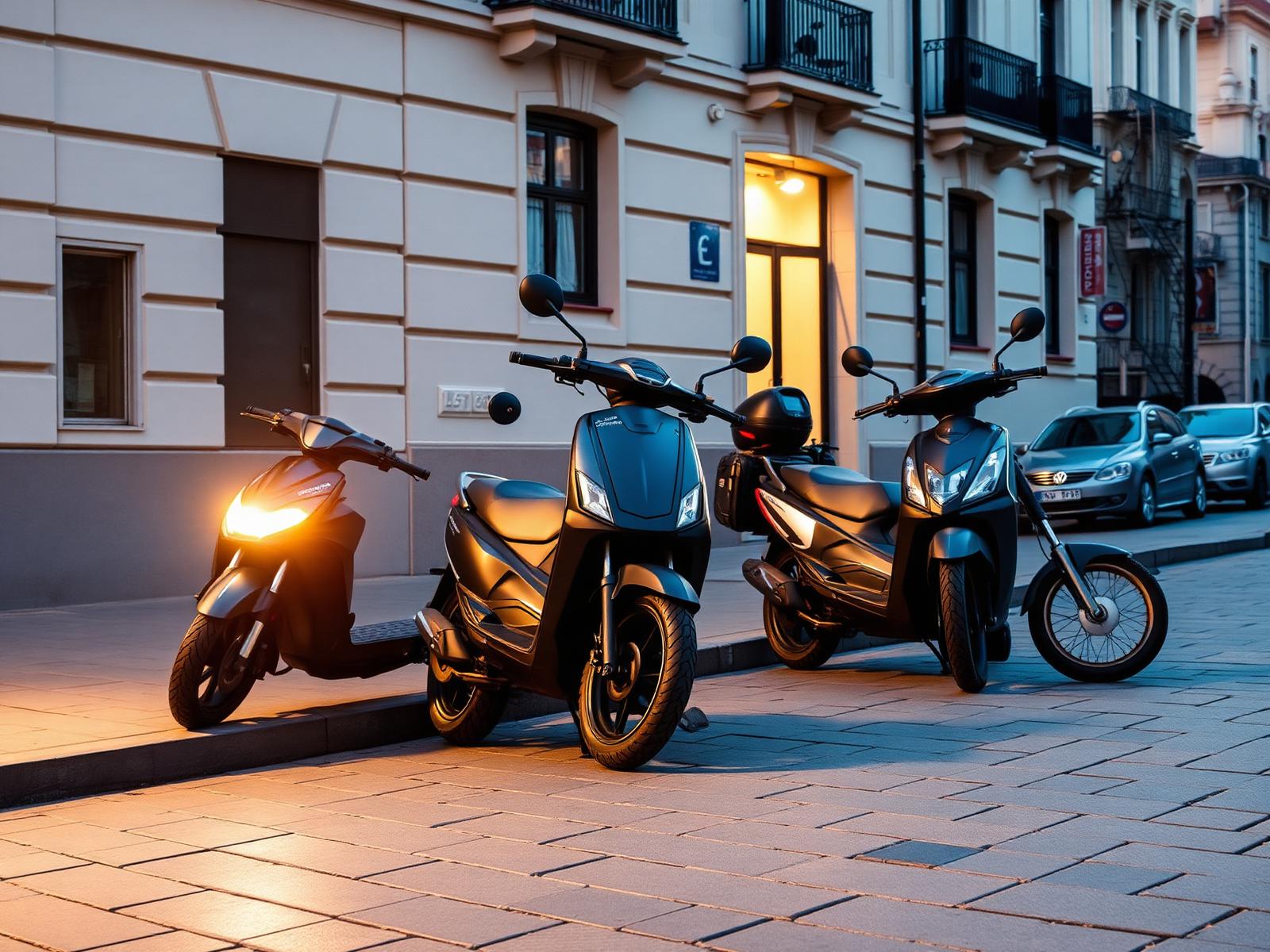 Electric scooters on a city street