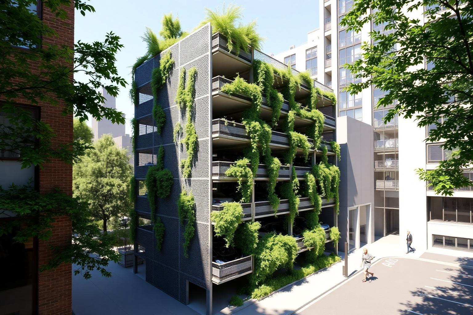 Vertical parking structure with planting